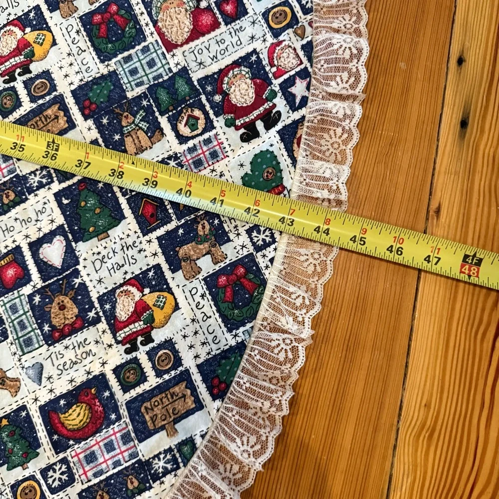 Handmade Tree Skirt Lace Ruffle Santa Reindeer Cottagecore